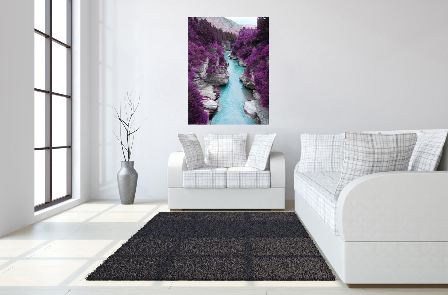 Floating Tempered Glass With Foil Between Mountains - Purple Classy Art