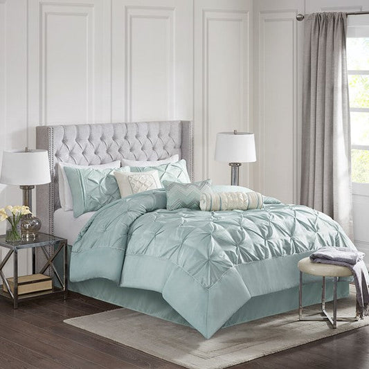 7 Piece Tufted Comforter Set Seafoam Cal King Olliix.com