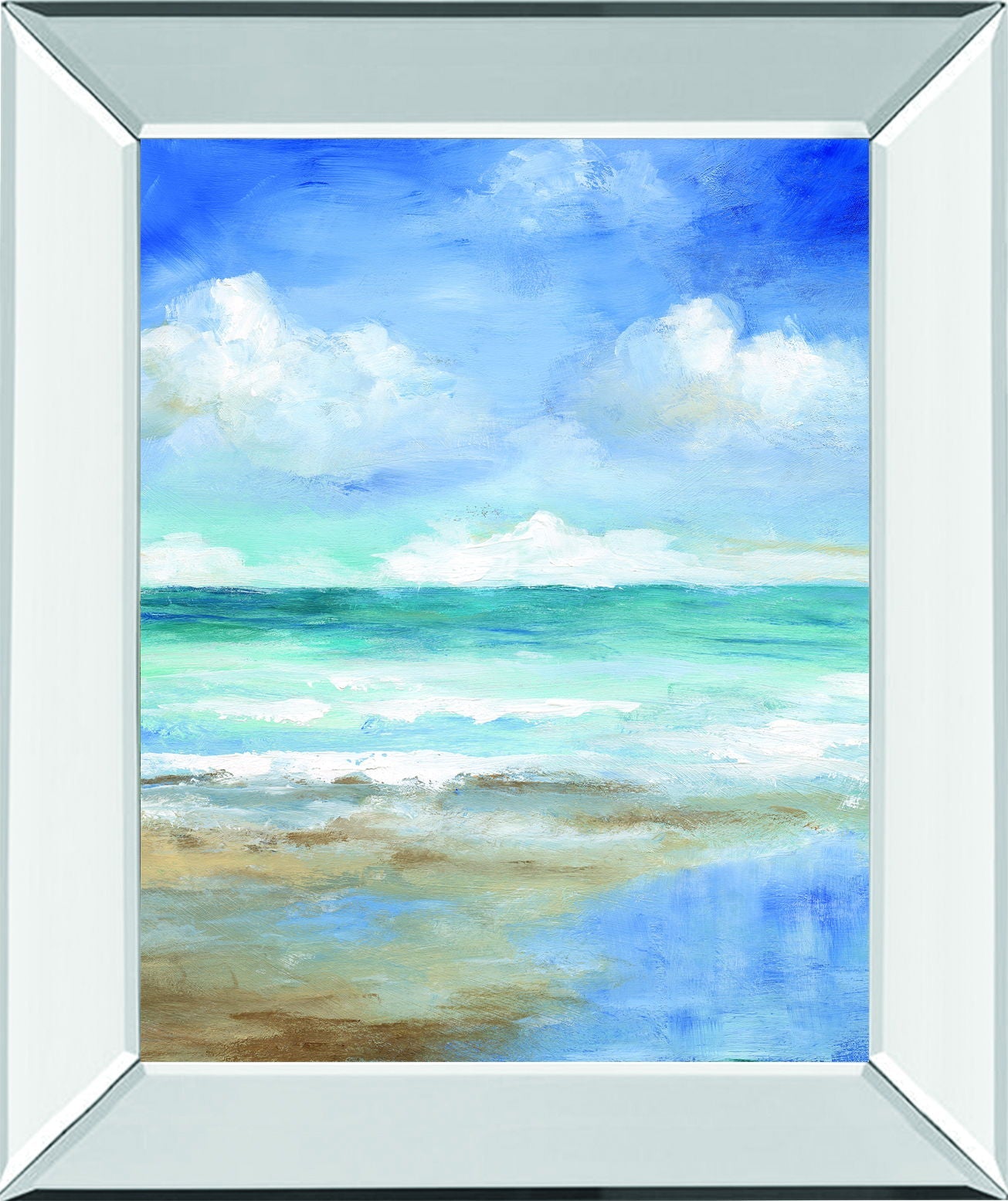 Washy Coast II By Nan - Mirror Framed Print Wall Art - Blue Classy Art