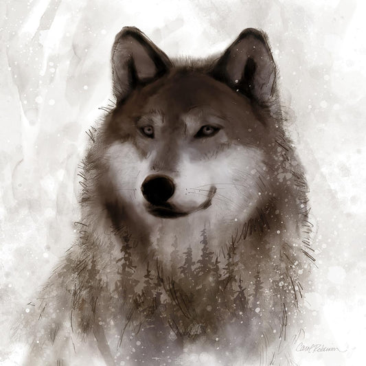 Forest Wolf By Carol Robinson - Dark Brown Classy Art