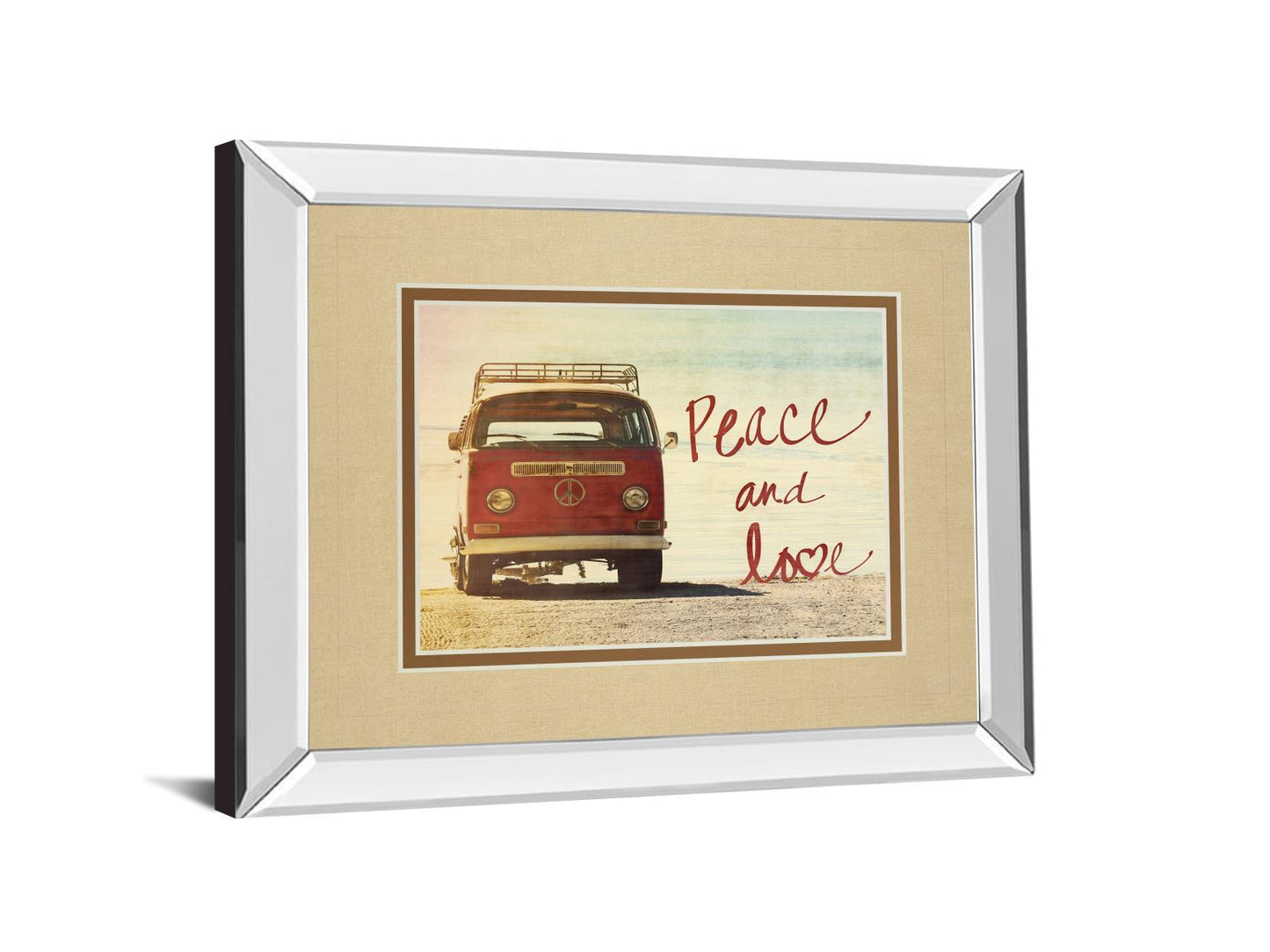 Peace And Love By Gail Peck - Mirror Framed Print Wall Art - Red Classy Art