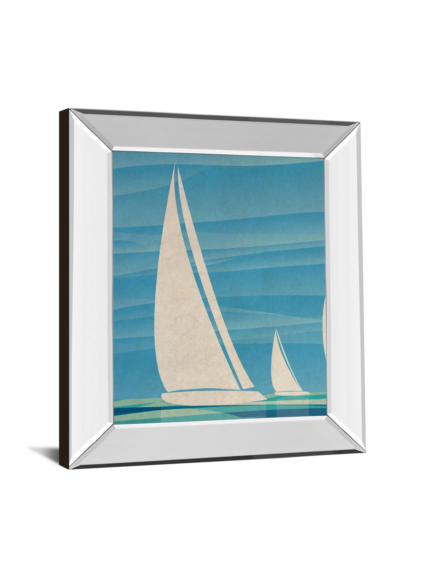 Water Journey I By Dan Meneely - Mirror Framed Print Wall Art - Blue Classy Art