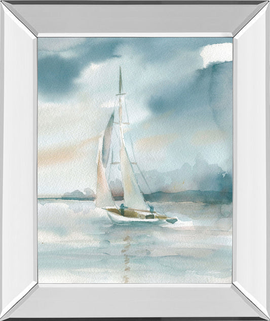 Subtle Mist I By Carol Robinson - Mirror Framed Print Wall Art - Blue Classy Art