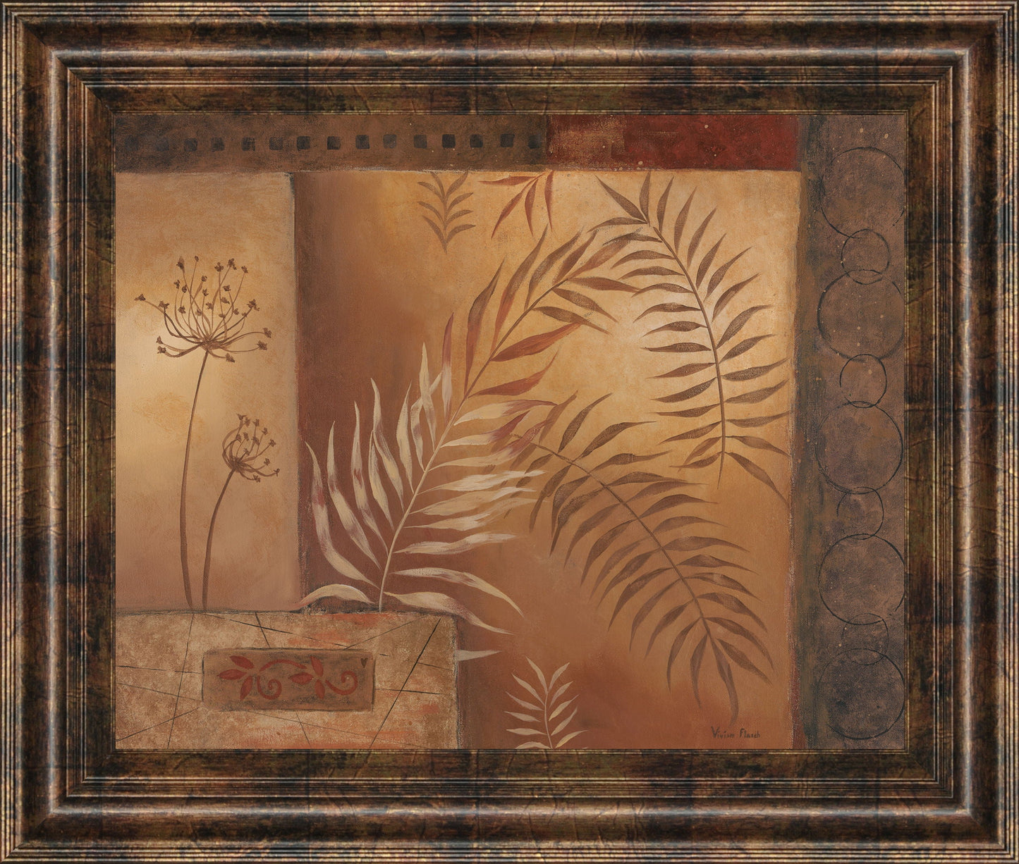 Modern Fern I By Vivian Flasch - Framed Print Wall Art - Red Classy Art