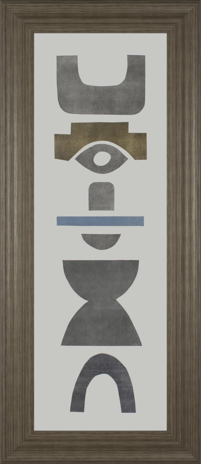 18x42 Neutral Totems V By Rob Delamater - Dark Gray Classy Art