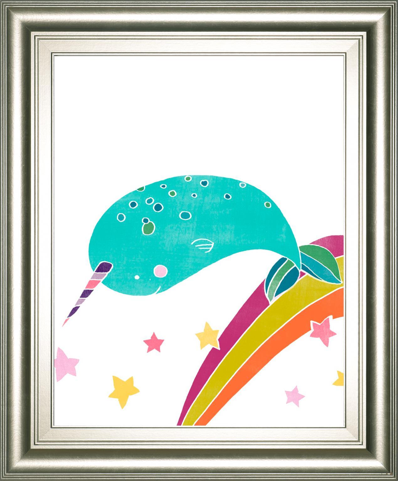 22x26 Happy Narwals II By June Erica Vess - Light Blue Classy Art