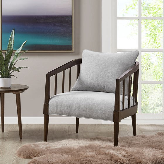 Spindle Accent Armchair with Removable Back Pillow Light Grey Olliix.com