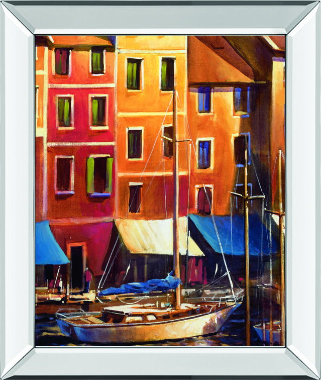 Portofino Waterfall By D'Toole, M - Mirror Framed Print Wall Art - Orange Classy Art