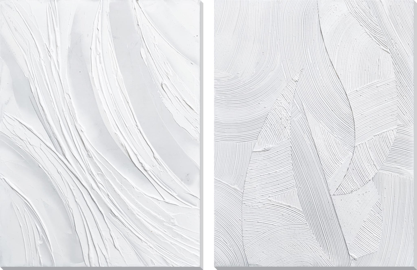 Hand Painted Textured Canvas (Set of 2) - White Classy Art