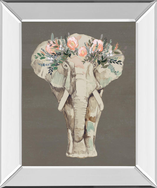 Flower Crown Elephant II By Jennifer Goldberger - Beige Classy Art