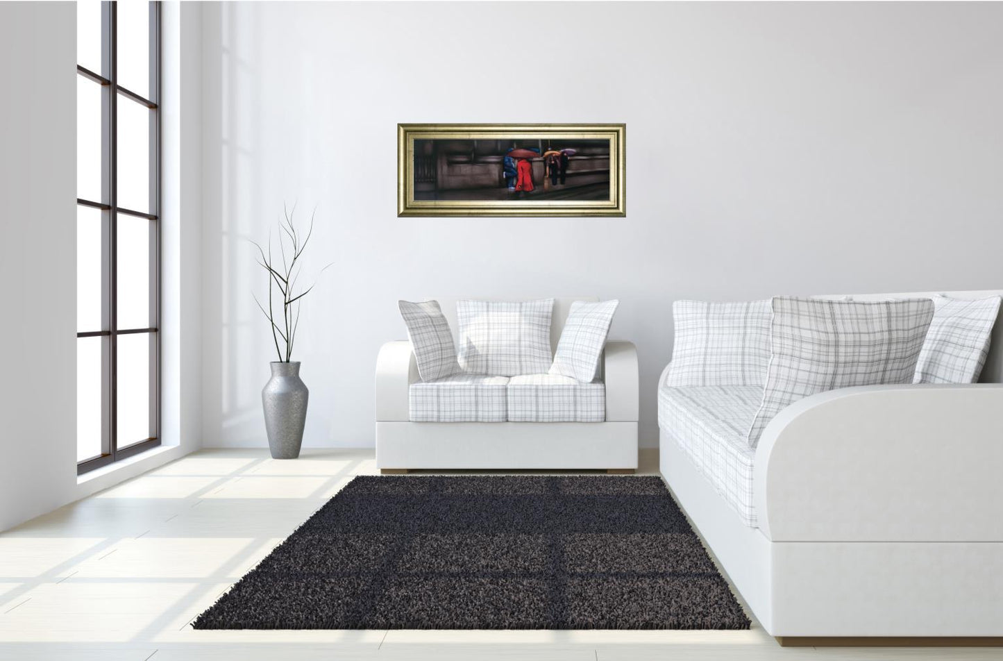 Down On The Street By Xavier Visa - Light Brown - Dark Brown Classy Art