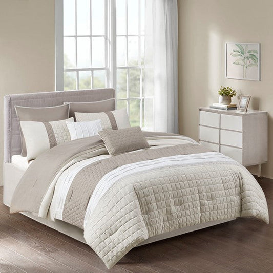 8 Piece Comforter Set Khaki Cal King Olliix.com