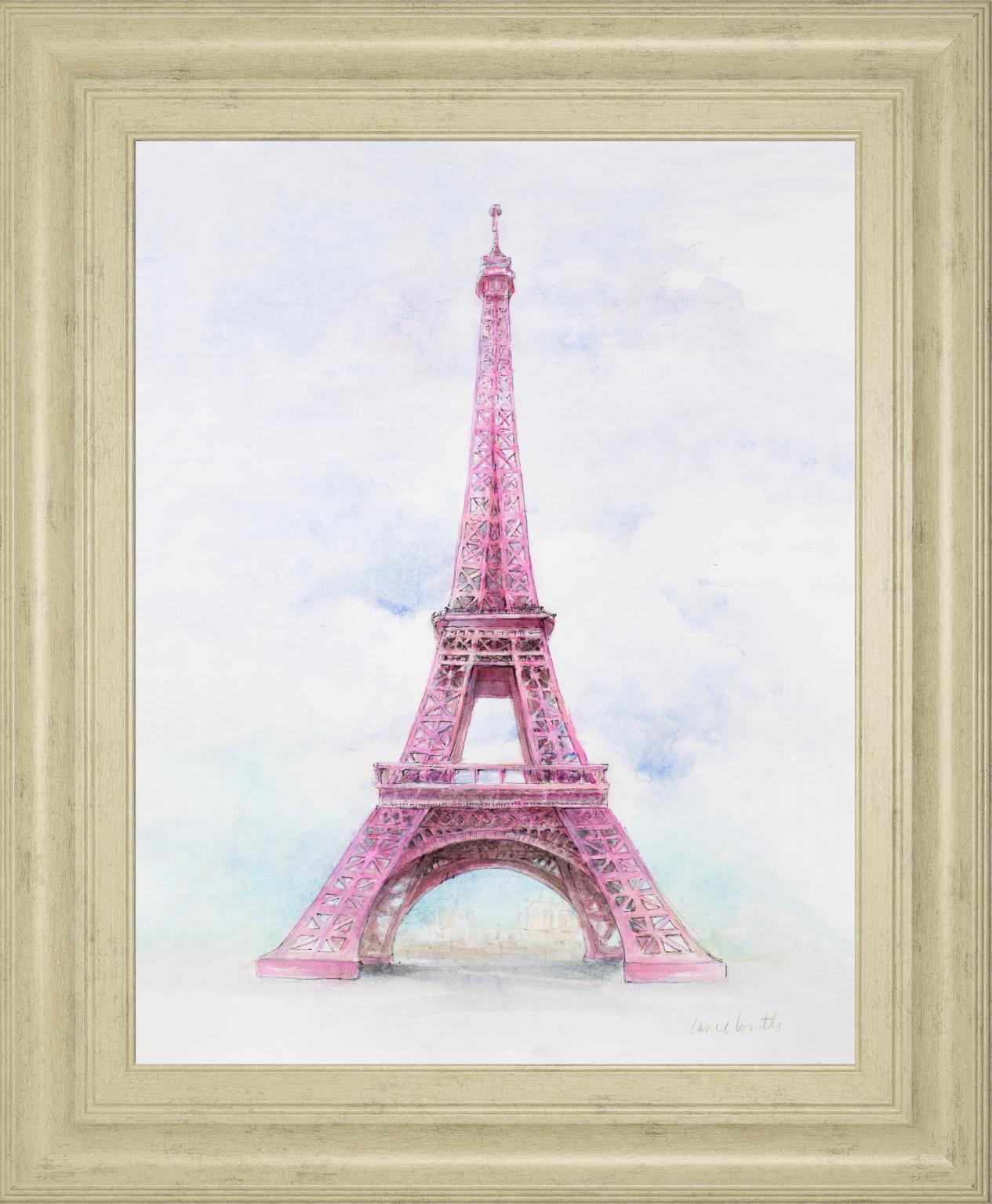 22x26 Pink Eiffel Tower By LanieLoreth - Pink Classy Art