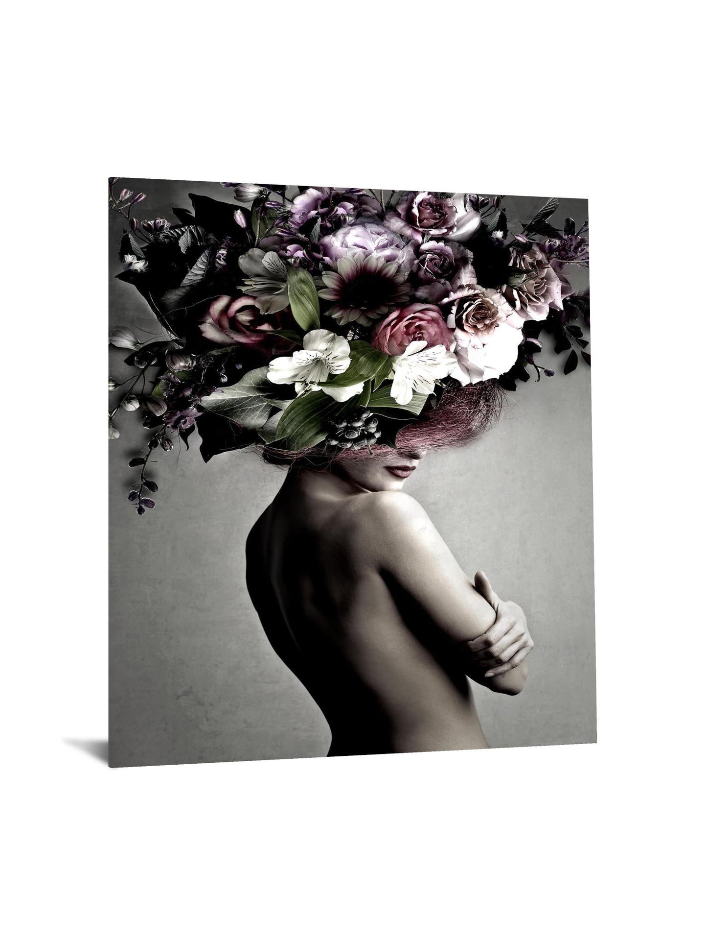 Temp Glass With Foil - Floral Lady Side - Dark Gray Classy Art