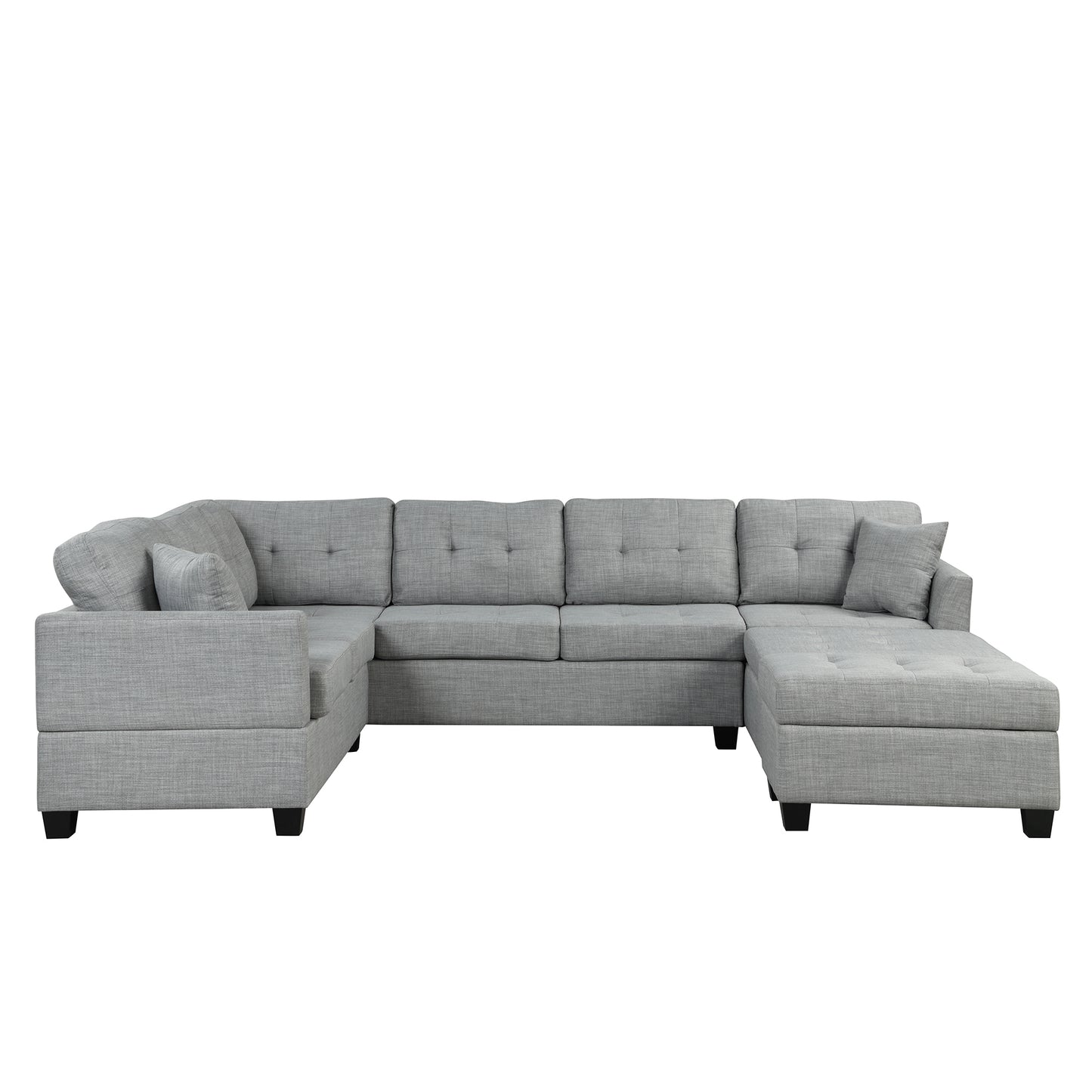 121.3" Oversized Sectional Sofa with Storage Ottoman, U Shaped Sectional Couch with 2 Throw Pillows for Large Space Dorm Apartment House to Home Furnishings LLC