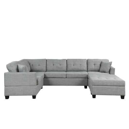 121.3" Oversized Sectional Sofa with Storage Ottoman, U Shaped Sectional Couch with 2 Throw Pillows for Large Space Dorm Apartment