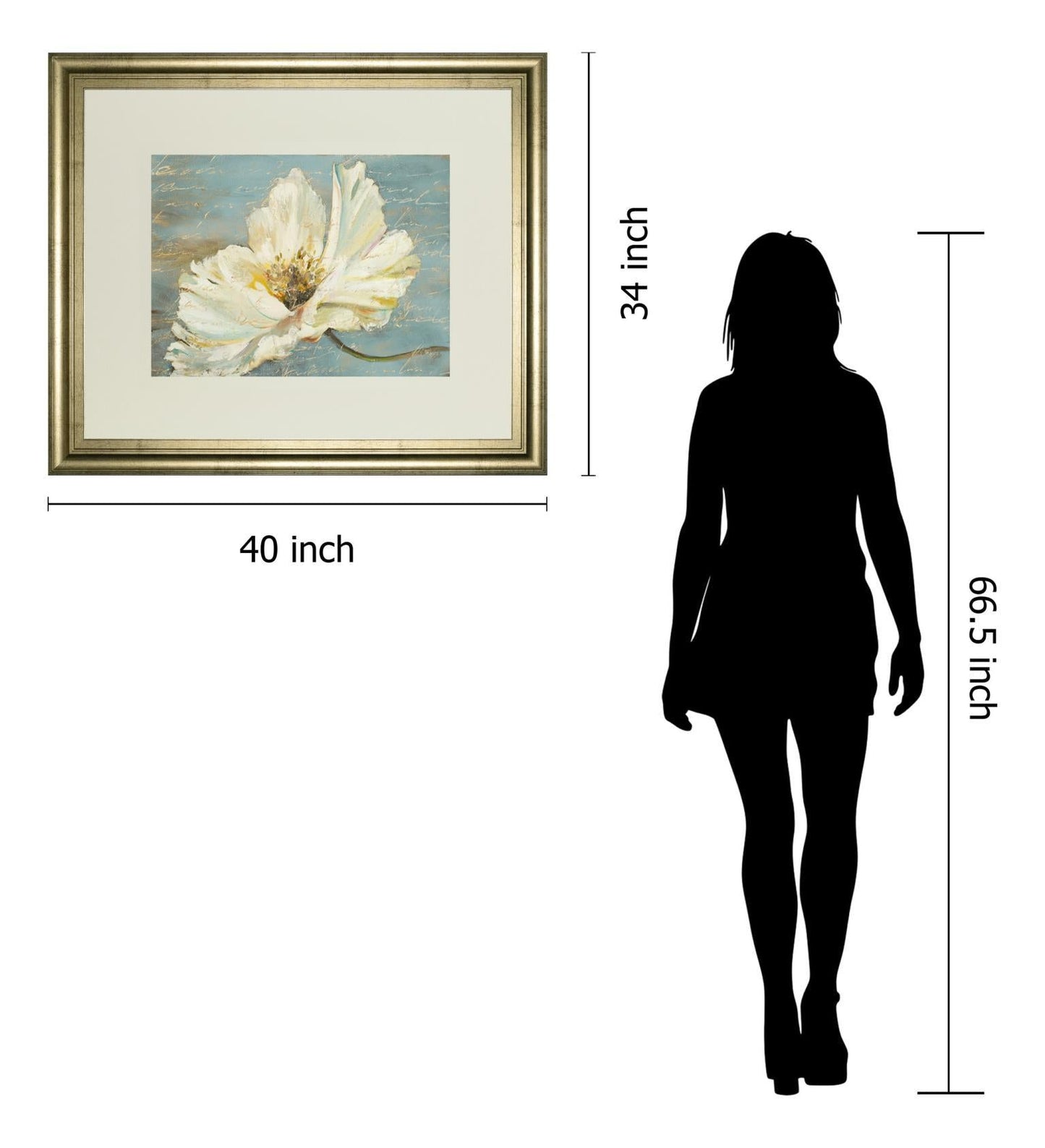 White Peony By Patricia Pinto - Framed Print Wall Art - Blue Classy Art