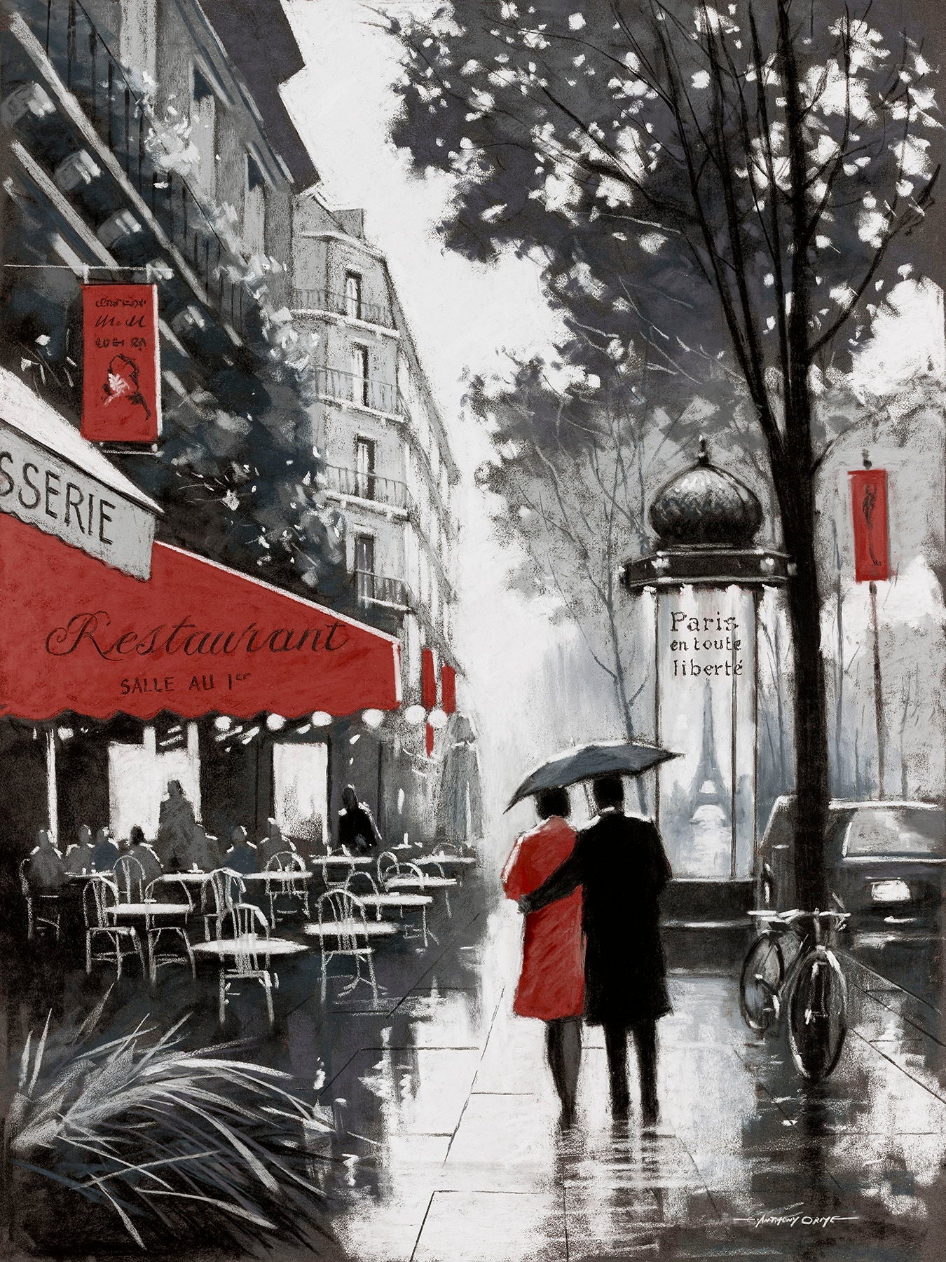 Rainy Paris II By A. Orme - Dark Gray Classy Art