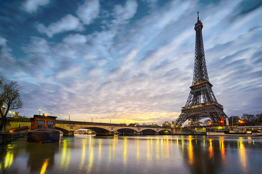 Tempered Glass Plus Foil Eiffel Tower - Blue Classy Art