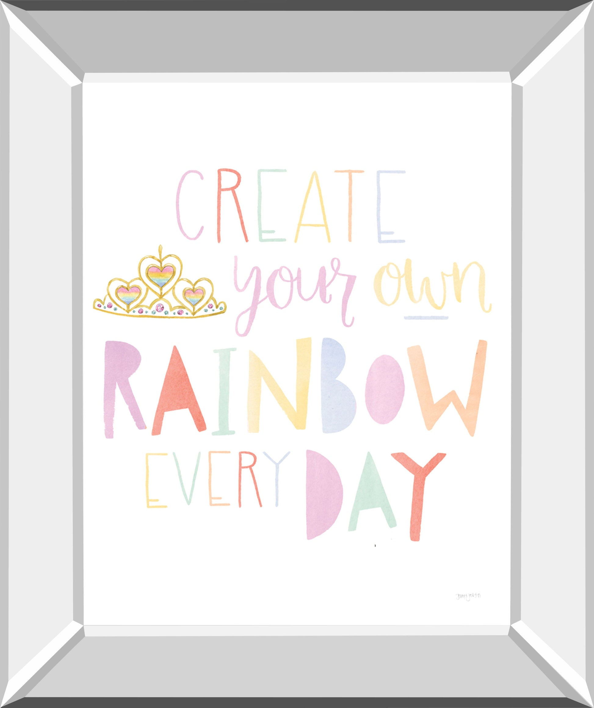 Lets Chase Rainbows III By Jenaya Jackson - Mirror Framed Print Wall Art - White Classy Art