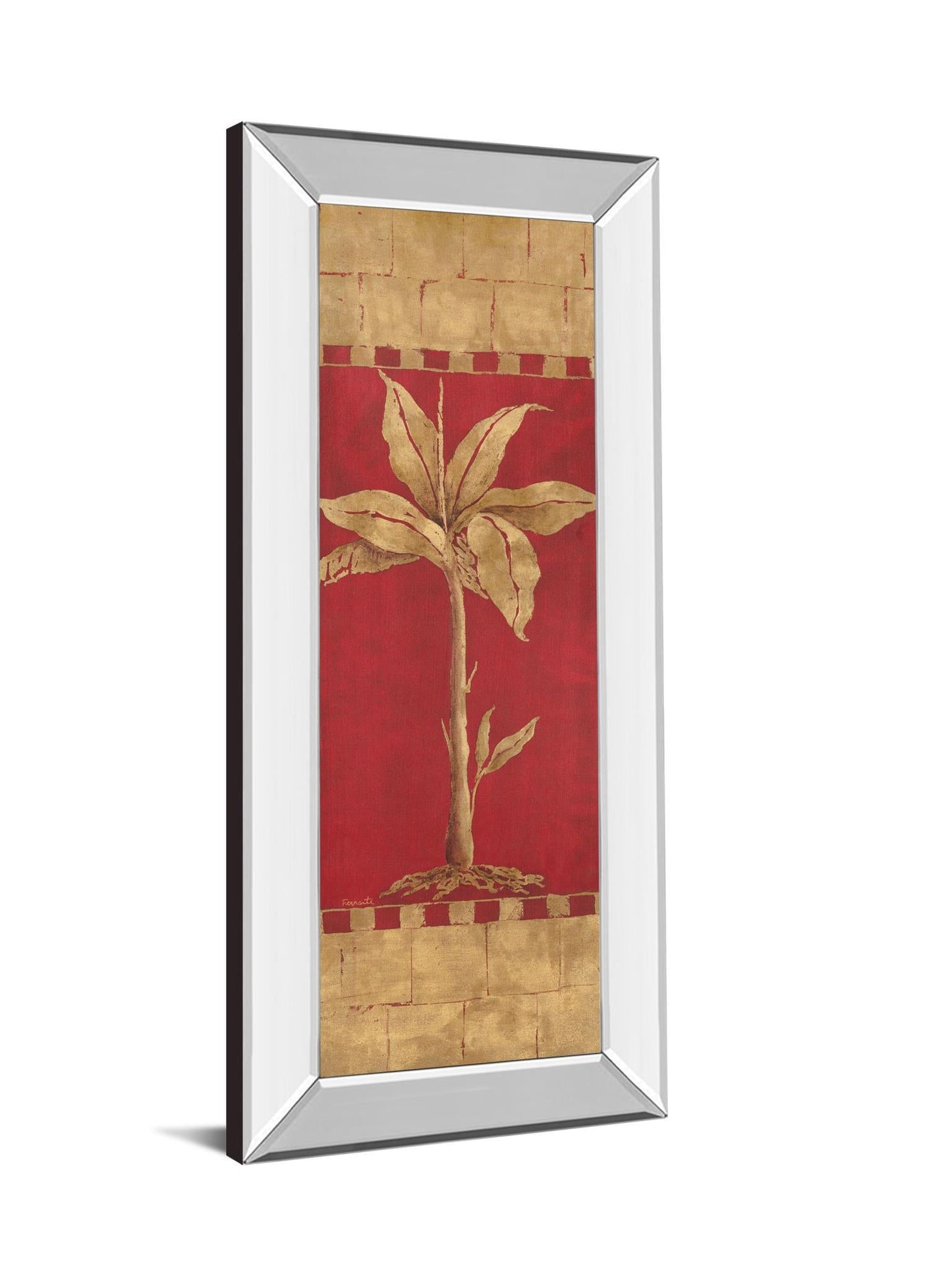 Palm Pizzazz I By Angela Ferrante - Mirror Framed Print Wall Art - Red Classy Art