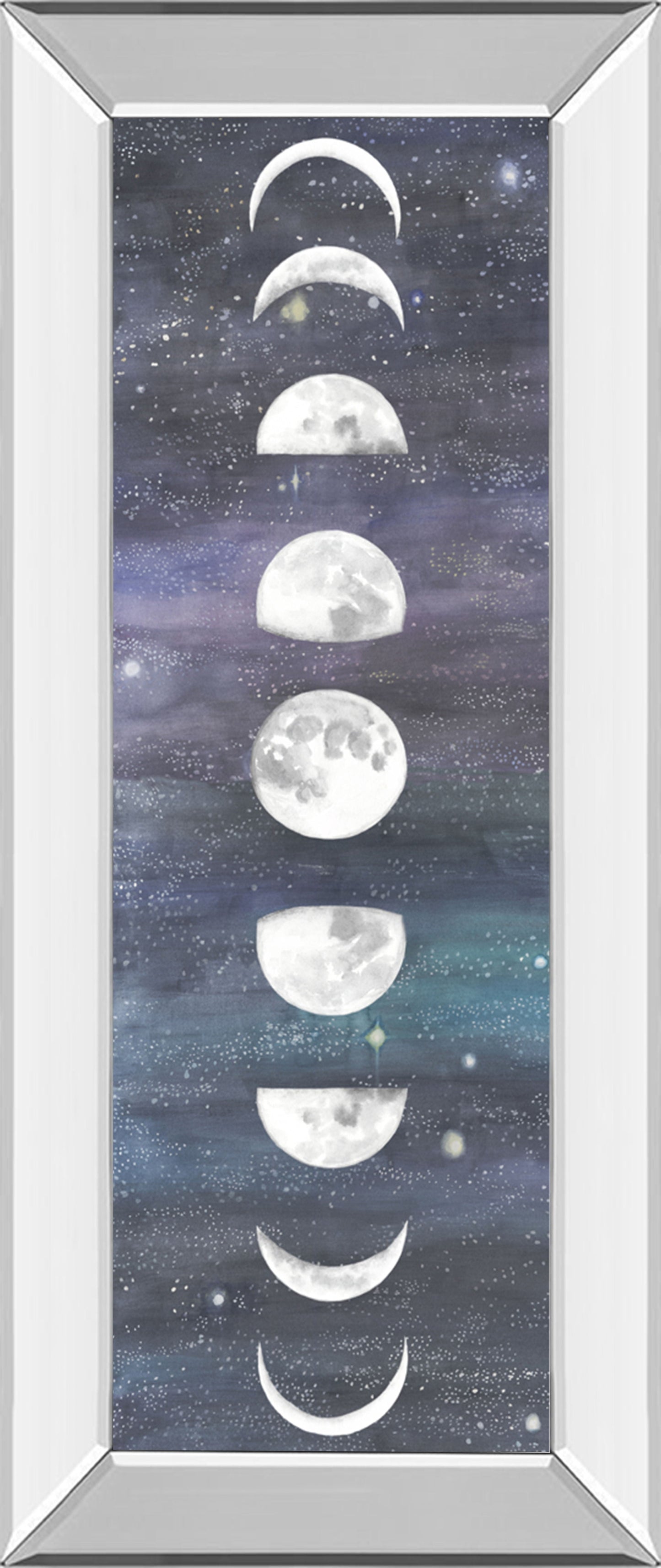 Moon Chart I By Naomi Mccavitt - Mirror Framed Print Wall Art - Blue Classy Art