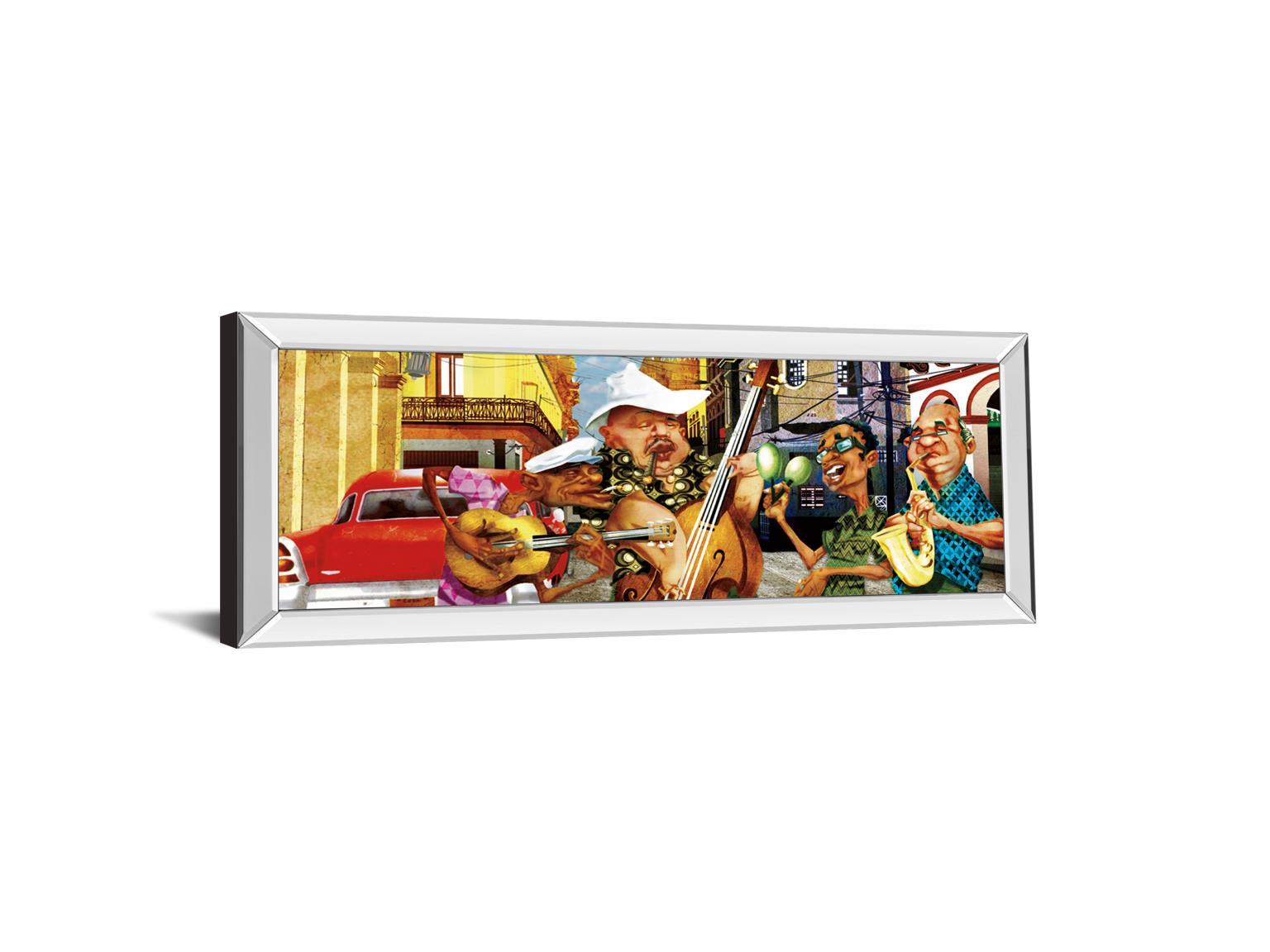 Habana's Band By By Perez - Mirrored Frame Wall Art - Yellow Classy Art