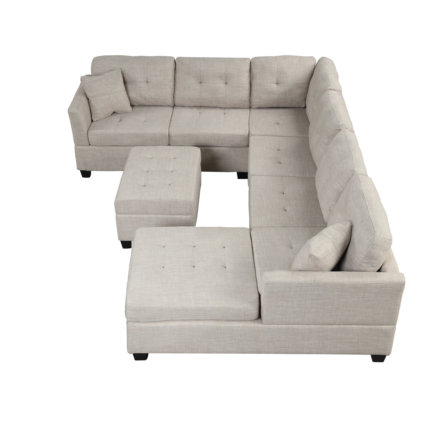 121.3" Oversized Sectional Sofa with Storage Ottoman, U Shaped Sectional Couch with 2 Throw Pillows for Large Space Dorm Apartment House to Home Furnishings LLC