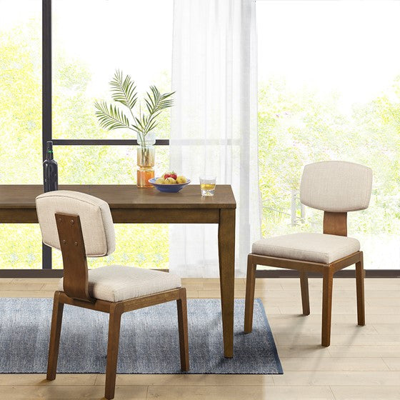 Armless Upholstered Dining Chair Set of 2 Tan Olliix.com