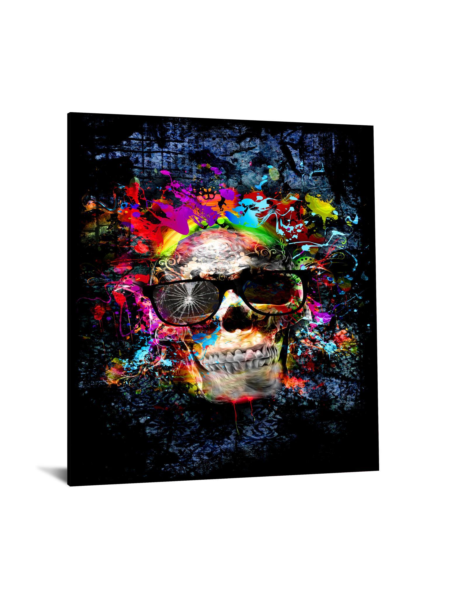 Tempered Glass With Foil - Color me Skull - Black Classy Art