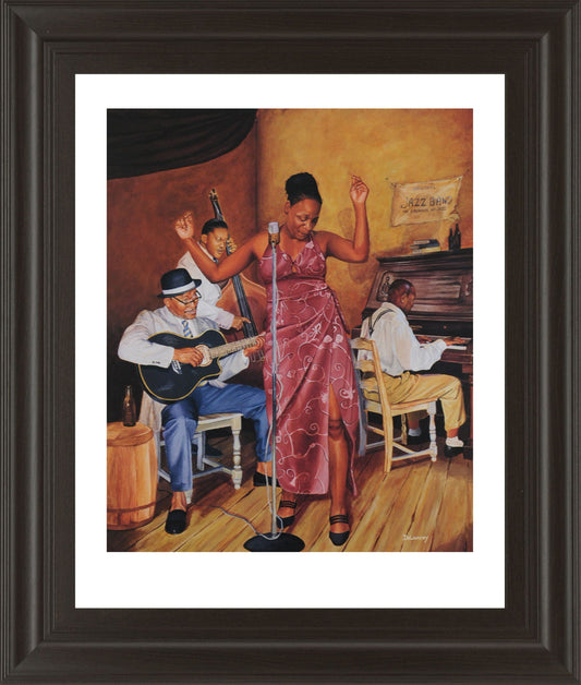 Jazz Vocals - Framed Print Wall Art - Yellow Classy Art