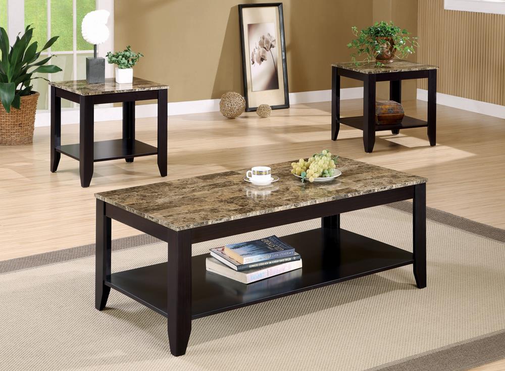 Transitional Marble Look Top Three-Piece Table Set Coaster Z2 Premium