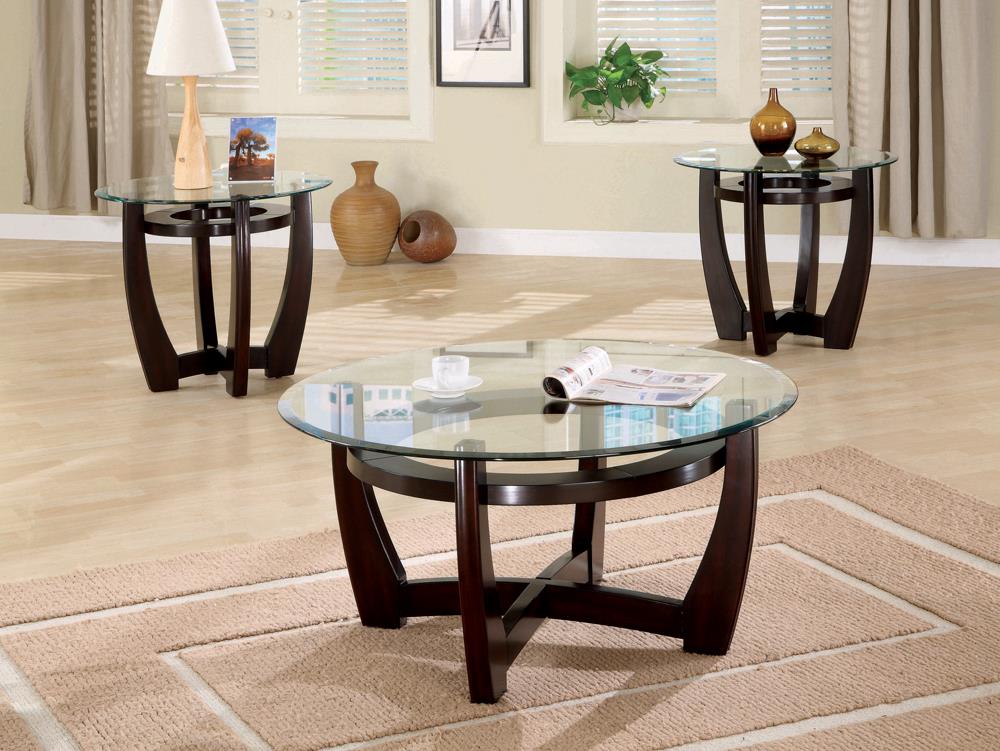 G700295 Contemporary Cappuccino Three-Piece Round Table Set Coaster Z2 Premium