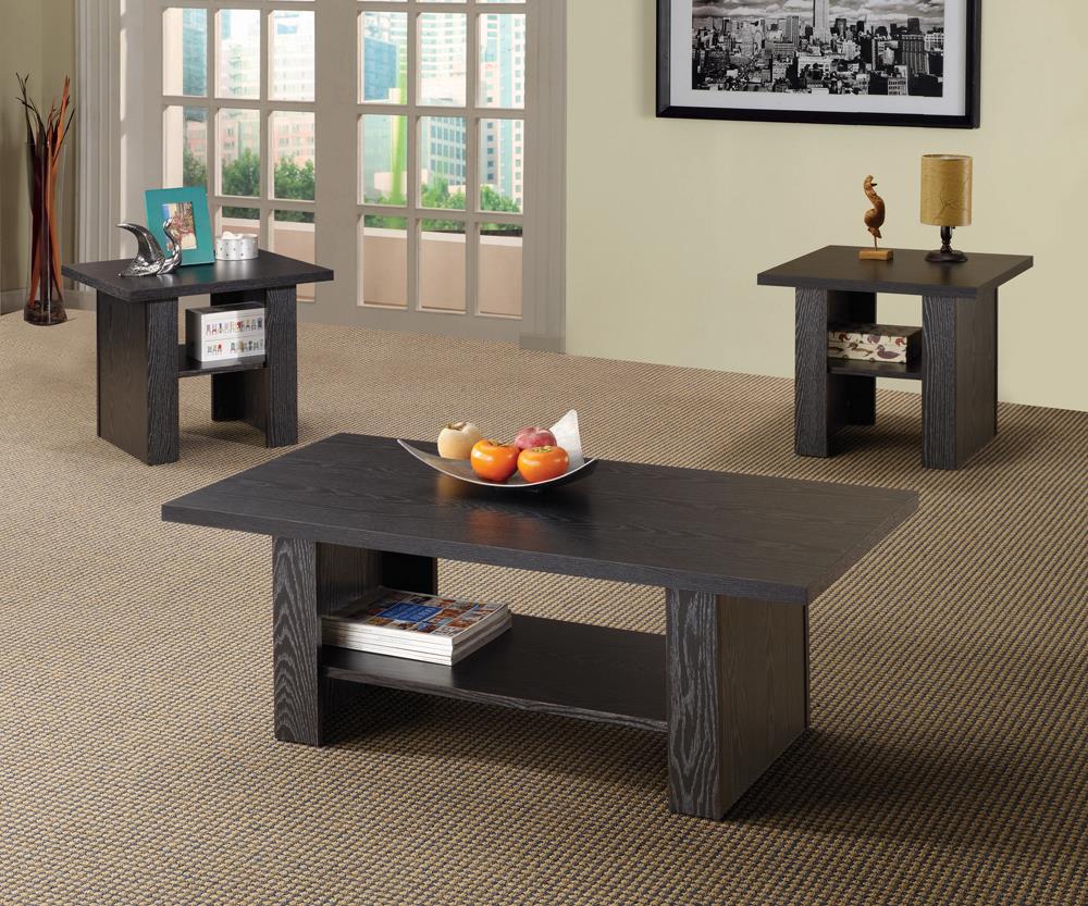 G700345 Contemporary Black Oak Three-Piece Table Set Coaster Z2 Premium