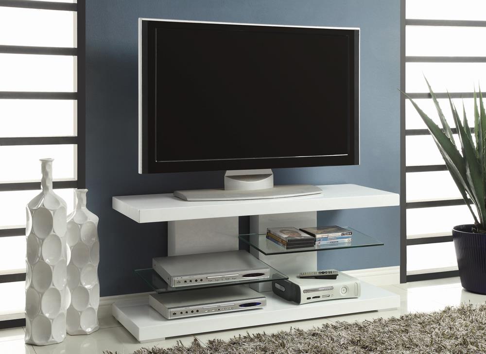 G700824 Contemporary Glossy White TV Console Coaster Z2 Premium