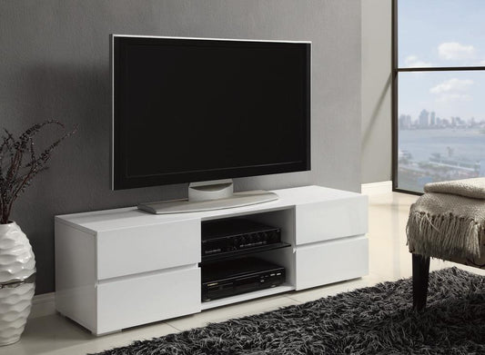 G700825 Contemporary Glossy White TV Console Coaster Z2 Premium