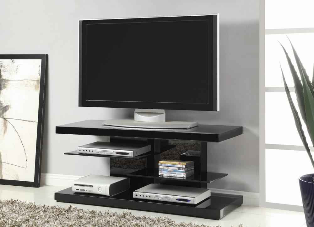 G700840 Contemporary Glossy Black TV Console Coaster Z2 Premium