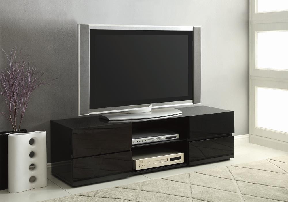 G700841 Contemporary Glossy Black TV Console Coaster Z2 Premium