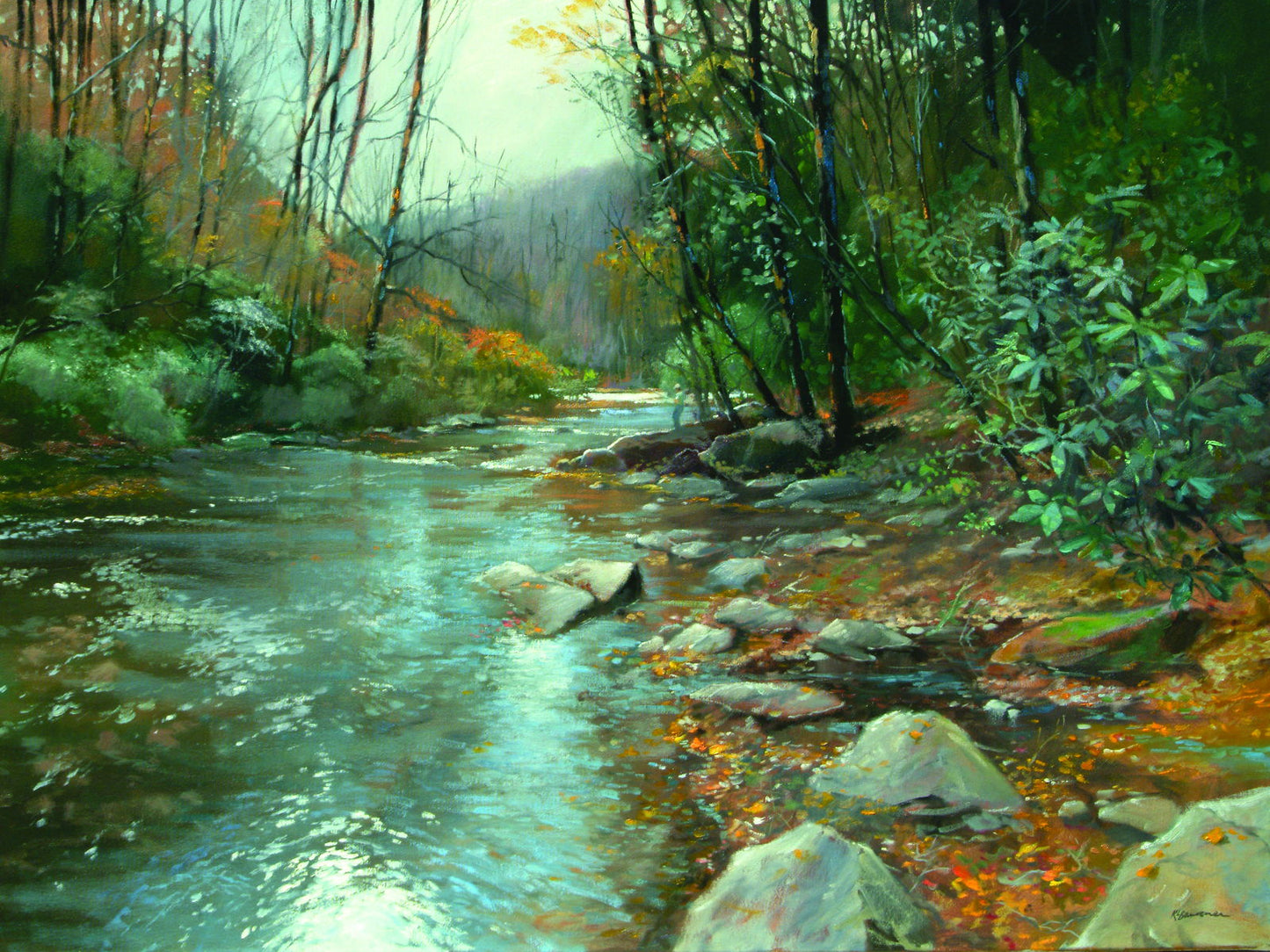 Downstream By Roger Bansemer - Dark Brown Classy Art