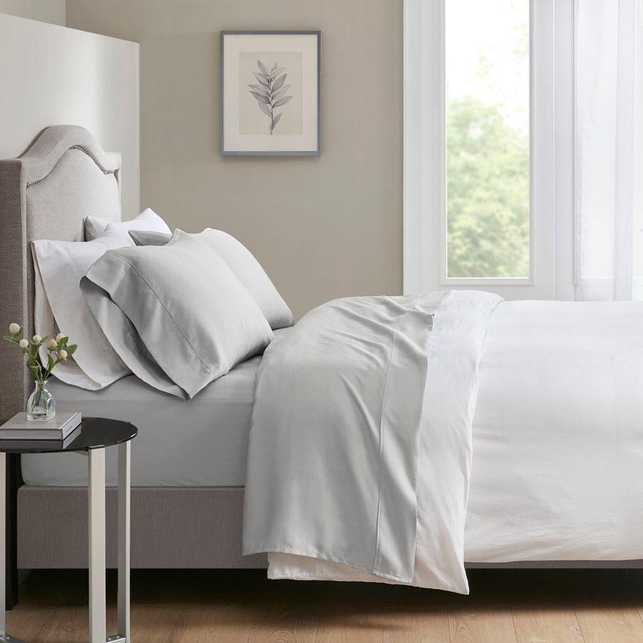 700TC TriBlend Anti-microbial 4 Piece sheet set Full Light Gray Olliix.com