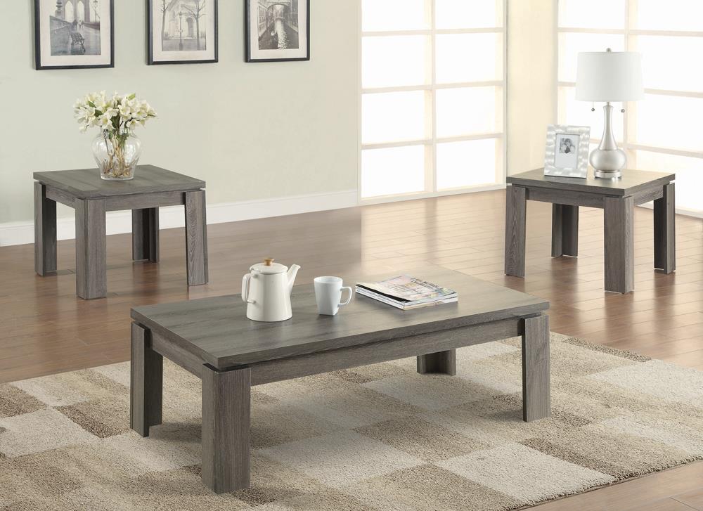 G701686 Occasional Table Sets Contemporary Distressed Grey Three-Piece Set Coaster Z2 Premium