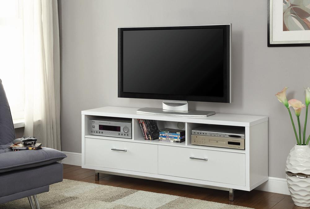 Transitional White TV Console Coaster Z2 Premium