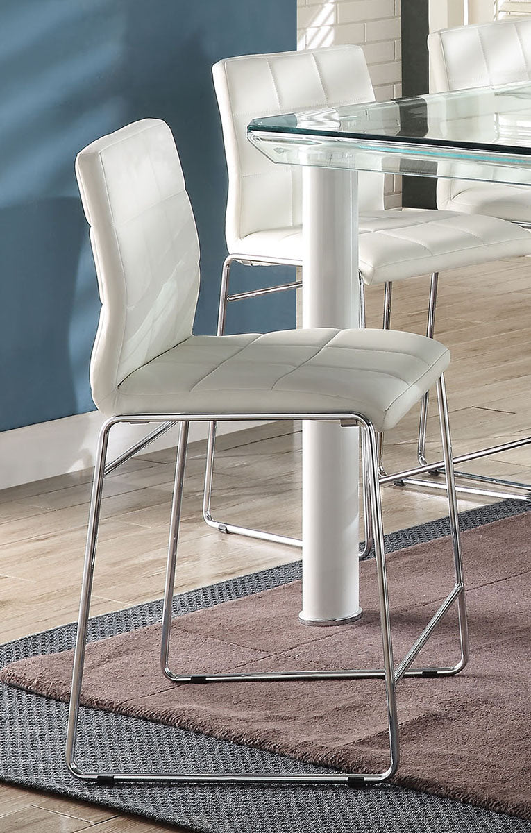 Acme Furniture Gordie Checkered Counter Height Chair in White/Chrome (Set of 2) 70254 ACME East