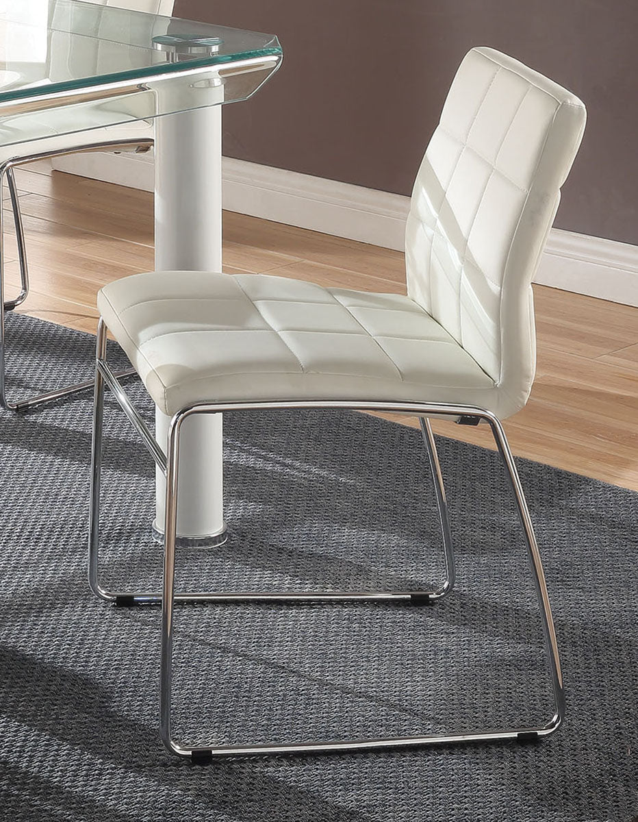 Acme Furniture Gordie Checkered Side Chair in White/Chrome (Set of 2) 70263 ACME East