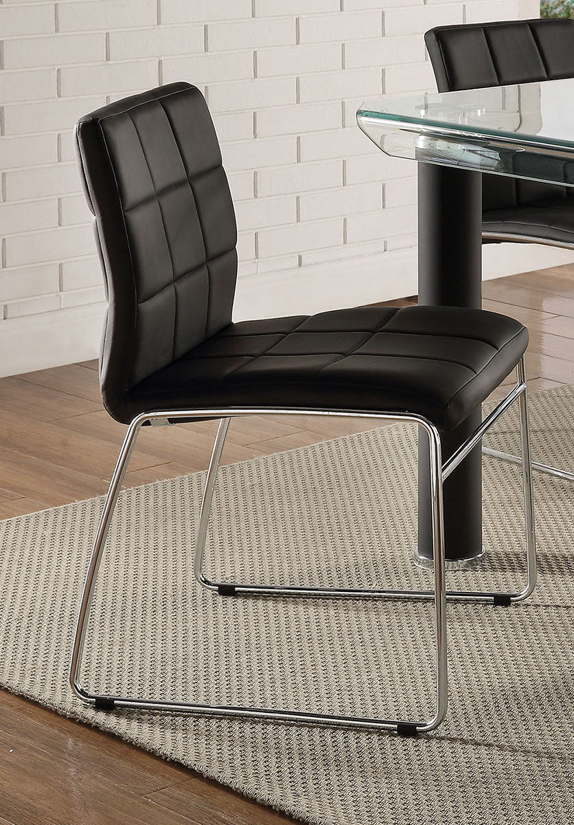 Acme Furniture Gordie Checkered Side Chair in Black/Chrome (Set of 2) 70268 ACME East