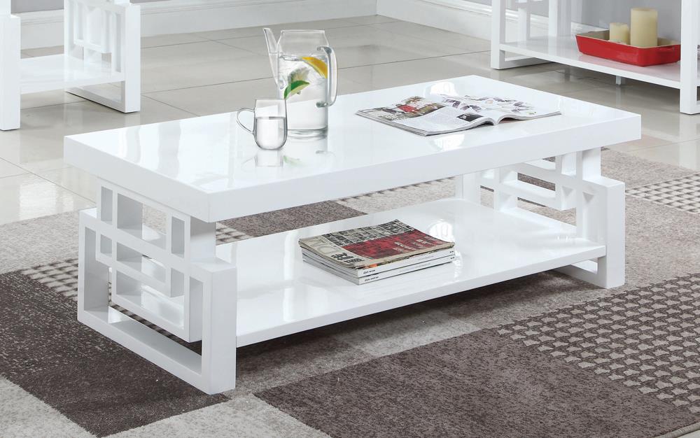 Transitional Glossy White Coffee Table Coaster Z2 Premium