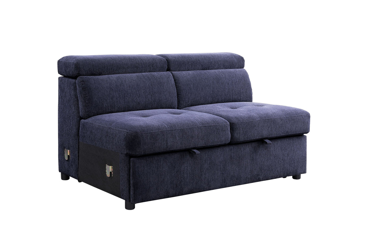 ACME Nekoda Storage Sleeper Sectional Sofa and Ottoman, Navy Blue Fabric 55520 ***(FREE SHIPPING)*** House to Home Furnishings LLC