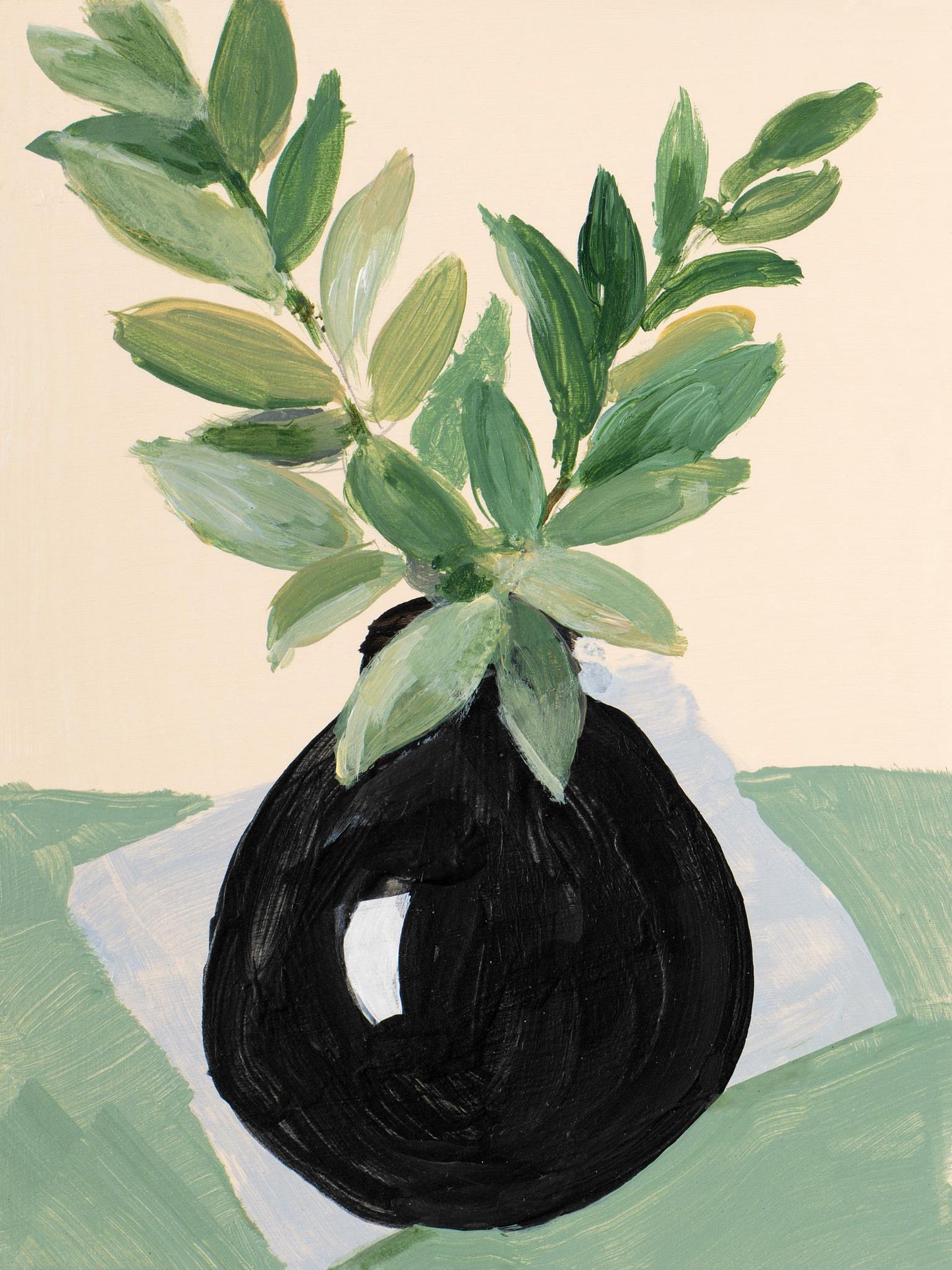 Little Plants In Black Vase III By Lanie Loreth - Dark Green Classy Art