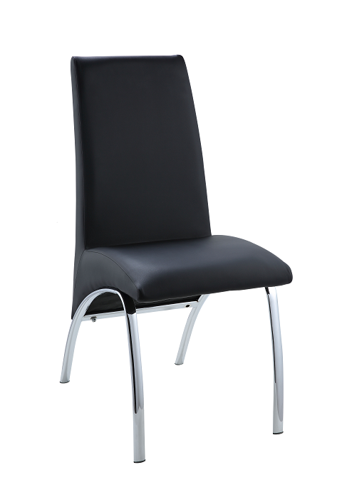 Pervis Black PU & Chrome Side Chair ACME East