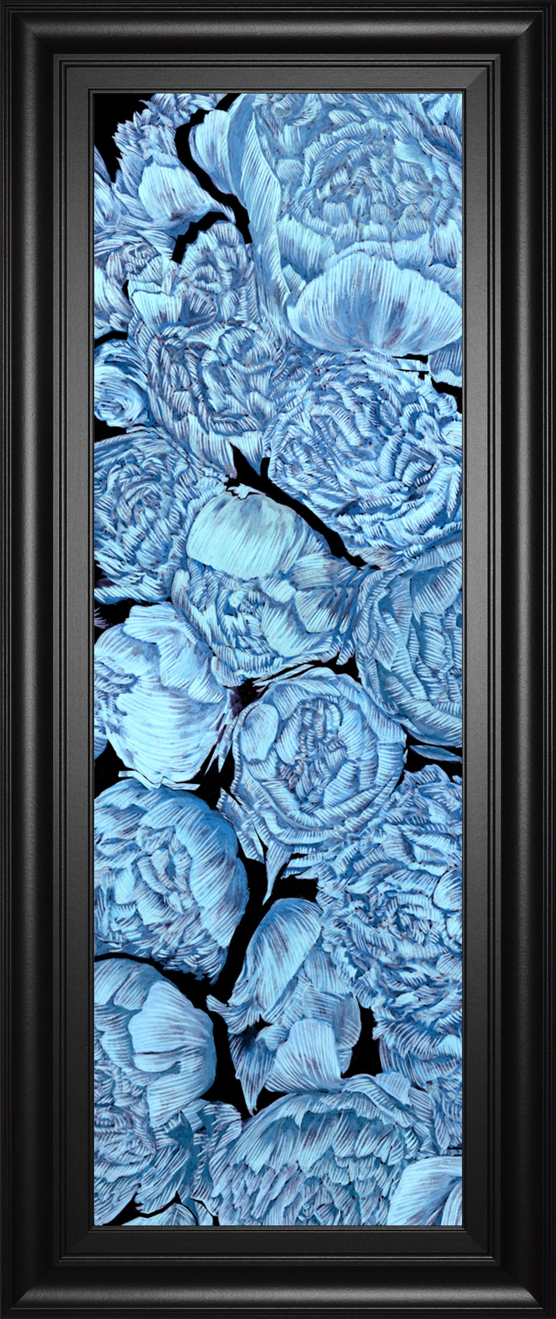 Blue Peonies I By Melissa Wang - Framed Print Wall Art - Blue Classy Art